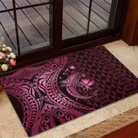Aloha Hawaii Hammerhead Shark Rubber Doormat Pink Kakau and Polynesian Tattoo LT03
