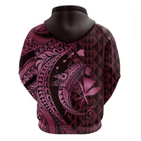Aloha Hawaii Hammerhead Shark Zip Hoodie Pink Kakau and Polynesian Tattoo LT03