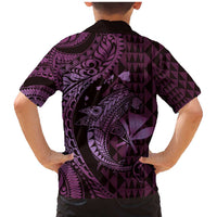 Aloha Hawaii Hammerhead Shark Family Matching Mermaid Dress and Hawaiian Shirt Purple Kakau and Polynesian Tattoo LT03 - Polynesian Pride