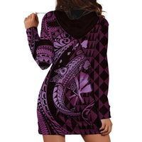 Aloha Hawaii Hammerhead Shark Hoodie Dress Purple Kakau and Polynesian Tattoo LT03 - Polynesian Pride