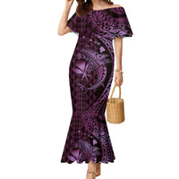 Aloha Hawaii Hammerhead Shark Mermaid Dress Purple Kakau and Polynesian Tattoo LT03 Women Purple - Polynesian Pride