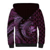 Aloha Hawaii Hammerhead Shark Sherpa Hoodie Purple Kakau and Polynesian Tattoo LT03 - Polynesian Pride