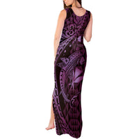 Aloha Hawaii Hammerhead Shark Tank Maxi Dress Purple Kakau and Polynesian Tattoo LT03 - Polynesian Pride