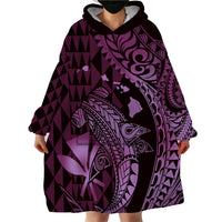 Aloha Hawaii Hammerhead Shark Wearable Blanket Hoodie Purple Kakau and Polynesian Tattoo LT03 - Polynesian Pride