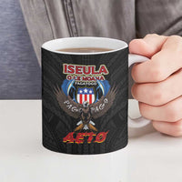 American Samoa Fautasi Ceramic Mug Pago Pago Aeto and Iseula o le Moana of Fagatogo Black Color LT03 - Polynesian Pride