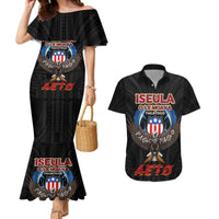 American Samoa Fautasi Couples Matching Mermaid Dress and Hawaiian Shirt Pago Pago Aeto and Iseula o le Moana of Fagatogo Black Color LT03 Black - Polynesian Pride