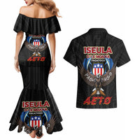 American Samoa Fautasi Couples Matching Mermaid Dress and Hawaiian Shirt Pago Pago Aeto and Iseula o le Moana of Fagatogo Black Color LT03 - Polynesian Pride