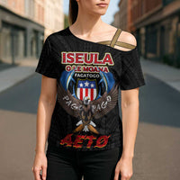 American Samoa Fautasi Cross Shoulder Shirt Pago Pago Aeto and Iseula o le Moana of Fagatogo Black Color LT03 - Polynesian Pride