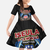 American Samoa Fautasi Family Matching Tank Maxi Dress and Hawaiian Shirt Pago Pago Aeto and Iseula o le Moana of Fagatogo Black Color LT03 Daughter's Dress Black - Polynesian Pride