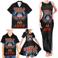 American Samoa Fautasi Family Matching Tank Maxi Dress and Hawaiian Shirt Pago Pago Aeto and Iseula o le Moana of Fagatogo Black Color LT03 - Polynesian Pride
