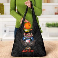 American Samoa Fautasi Grocery Bag Pago Pago Aeto and Iseula o le Moana of Fagatogo Black Color LT03 - Polynesian Pride