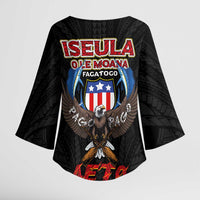 American Samoa Fautasi Kimono Sleeve Blouse Pago Pago Aeto and Iseula o le Moana of Fagatogo Black Color LT03 - Polynesian Pride