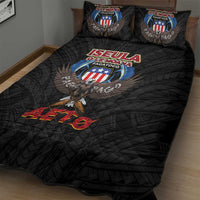 American Samoa Fautasi Quilt Bed Set Pago Pago Aeto and Iseula o le Moana of Fagatogo Black Color LT03 - Polynesian Pride