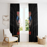 American Samoa Fautasi Window Curtain Pago Pago Aeto and Iseula o le Moana of Fagatogo Black Color LT03 - Polynesian Pride
