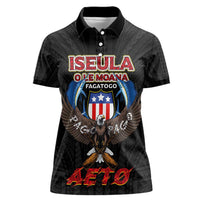 American Samoa Fautasi Women Polo Shirt Pago Pago Aeto and Iseula o le Moana of Fagatogo Black Color - Polynesian Pride