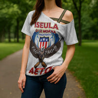 American Samoa Fautasi Cross Shoulder Shirt Pago Pago Aeto and Iseula o le Moana of Fagatogo White Color LT03 - Polynesian Pride