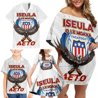 American Samoa Fautasi Family Matching Off Shoulder Short Dress and Hawaiian Shirt Pago Pago Aeto and Iseula o le Moana of Fagatogo White Color LT03 - Polynesian Pride