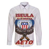 American Samoa Fautasi Family Matching Puletasi and Hawaiian Shirt Pago Pago Aeto and Iseula o le Moana of Fagatogo White Color LT03 Dad's Shirt - Long Sleeve White - Polynesian Pride