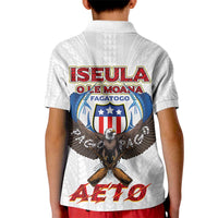American Samoa Fautasi Kid Polo Shirt Pago Pago Aeto and Iseula o le Moana of Fagatogo White Color LT03 - Polynesian Pride