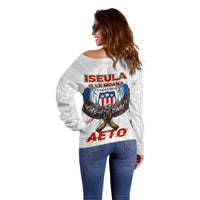 American Samoa Fautasi Off Shoulder Sweater Pago Pago Aeto and Iseula o le Moana of Fagatogo White Color LT03 - Polynesian Pride
