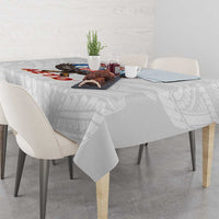 American Samoa Fautasi Tablecloth Pago Pago Aeto and Iseula o le Moana of Fagatogo White Color LT03 - Polynesian Pride