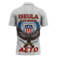 American Samoa Fautasi Zipper Polo Shirt Pago Pago Aeto and Iseula o le Moana of Fagatogo White Color LT03 - Polynesian Pride