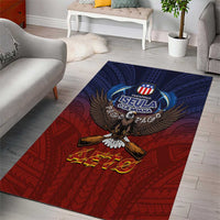 American Samoa Fautasi Area Rug Pago Pago Aeto and Iseula o le Moana of Fagatogo Red-Blue LT03 - Polynesian Pride