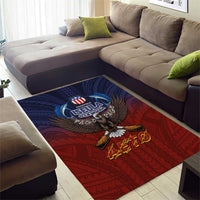 American Samoa Fautasi Area Rug Pago Pago Aeto and Iseula o le Moana of Fagatogo Red-Blue LT03 - Polynesian Pride