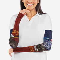 American Samoa Fautasi Arm Sleeves Pago Pago Aeto and Iseula o le Moana of Fagatogo Red-Blue LT03 - Polynesian Pride