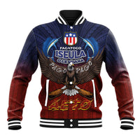 American Samoa Fautasi Baseball Jacket Pago Pago Aeto and Iseula o le Moana of Fagatogo Red-Blue LT03 Unisex Blue - Polynesian Pride