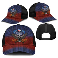 American Samoa Fautasi Baseball Net Cap Pago Pago Aeto and Iseula o le Moana of Fagatogo Red-Blue LT03 - Polynesian Pride