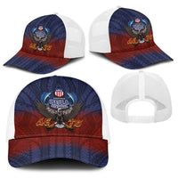 American Samoa Fautasi Baseball Net Cap Pago Pago Aeto and Iseula o le Moana of Fagatogo Red-Blue LT03 - Polynesian Pride