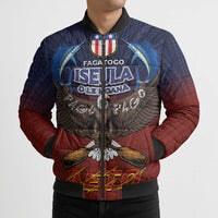 American Samoa Fautasi Bomber Puffer Jacket Pago Pago Aeto and Iseula o le Moana of Fagatogo Red-Blue LT03 - Polynesian Pride