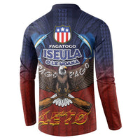 American Samoa Fautasi Button Sweatshirt Pago Pago Aeto and Iseula o le Moana of Fagatogo Red-Blue LT03 - Polynesian Pride