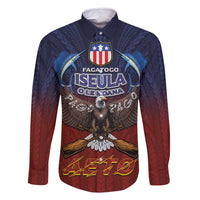 American Samoa Fautasi Family Matching Mermaid Dress and Hawaiian Shirt Pago Pago Aeto and Iseula o le Moana of Fagatogo Red-Blue LT03 Dad's Shirt - Long Sleeve Blue - Polynesian Pride