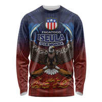 American Samoa Fautasi Long Sleeve Shirt Pago Pago Aeto and Iseula o le Moana of Fagatogo Red-Blue LT03 Unisex Blue - Polynesian Pride