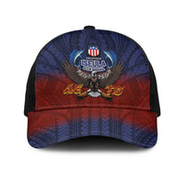 American Samoa Fautasi Mesh Trucker Cap Pago Pago Aeto and Iseula o le Moana of Fagatogo Red-Blue LT03 One Size Black Blue - Polynesian Pride