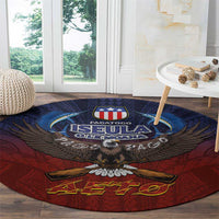 American Samoa Fautasi Round Carpet Pago Pago Aeto and Iseula o le Moana of Fagatogo Red-Blue LT03 - Polynesian Pride