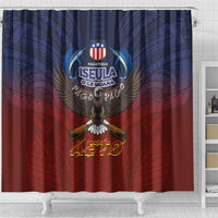American Samoa Fautasi Shower Curtain Pago Pago Aeto and Iseula o le Moana of Fagatogo Red-Blue LT03 - Polynesian Pride