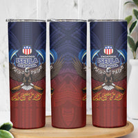 American Samoa Fautasi Skinny Tumbler Pago Pago Aeto and Iseula o le Moana of Fagatogo Red-Blue LT03 - Polynesian Pride