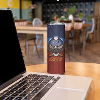 American Samoa Fautasi Skinny Tumbler Pago Pago Aeto and Iseula o le Moana of Fagatogo Red-Blue LT03 - Polynesian Pride