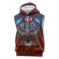 American Samoa Fautasi Sleeveless Hoodie Pago Pago Aeto and Iseula o le Moana of Fagatogo Red-Blue LT03 Blue - Polynesian Pride