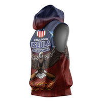 American Samoa Fautasi Sleeveless Hoodie Pago Pago Aeto and Iseula o le Moana of Fagatogo Red-Blue LT03 - Polynesian Pride
