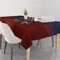 American Samoa Fautasi Tablecloth Pago Pago Aeto and Iseula o le Moana of Fagatogo Red-Blue LT03 - Polynesian Pride