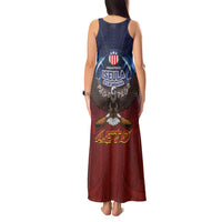 American Samoa Fautasi Tank Maxi Dress Pago Pago Aeto and Iseula o le Moana of Fagatogo Red-Blue LT03 - Polynesian Pride