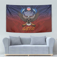 American Samoa Fautasi Tapestry Pago Pago Aeto and Iseula o le Moana of Fagatogo Red-Blue LT03 - Polynesian Pride