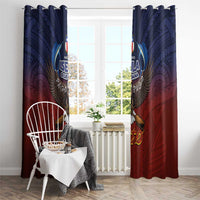 American Samoa Fautasi Window Curtain Pago Pago Aeto and Iseula o le Moana of Fagatogo Red-Blue LT03 - Polynesian Pride
