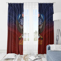 American Samoa Fautasi Window Curtain Pago Pago Aeto and Iseula o le Moana of Fagatogo Red-Blue LT03 - Polynesian Pride