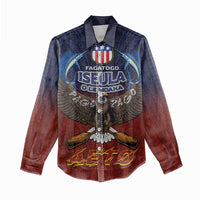 American Samoa Fautasi Women Casual Shirt Pago Pago Aeto and Iseula o le Moana of Fagatogo Red-Blue LT03 - Polynesian Pride