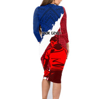Custom Samoa Rugby Family Matching Long Sleeve Bodycon Dress and Hawaiian Shirt Siva Tau Dance Polynesian Tattoo Brush Style LT03 - Polynesian Pride